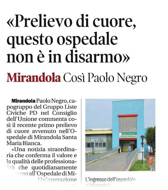 “Prelievo di cuore, questo ospedale non è in disarmo”